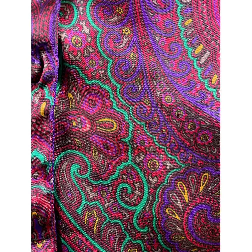 Vtg Victoria's Secret Night Shirt Gold Label Long Sleeve Paisley‎ Purple Medium
